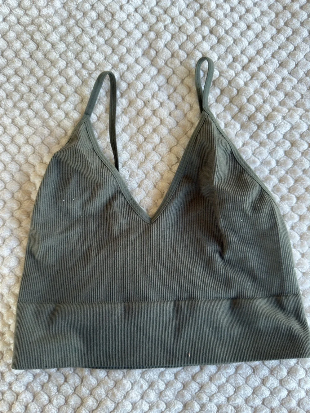 Ribbed Olive Green Cami Top Bralette